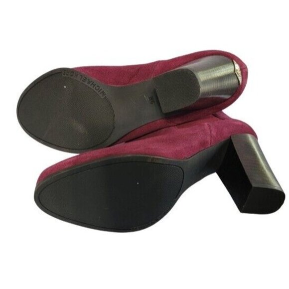 NWOT Michael Kors 9 Lottie Berry Red Leather Suede Ankle Boots Booties 120569 - Picture 3 of 6